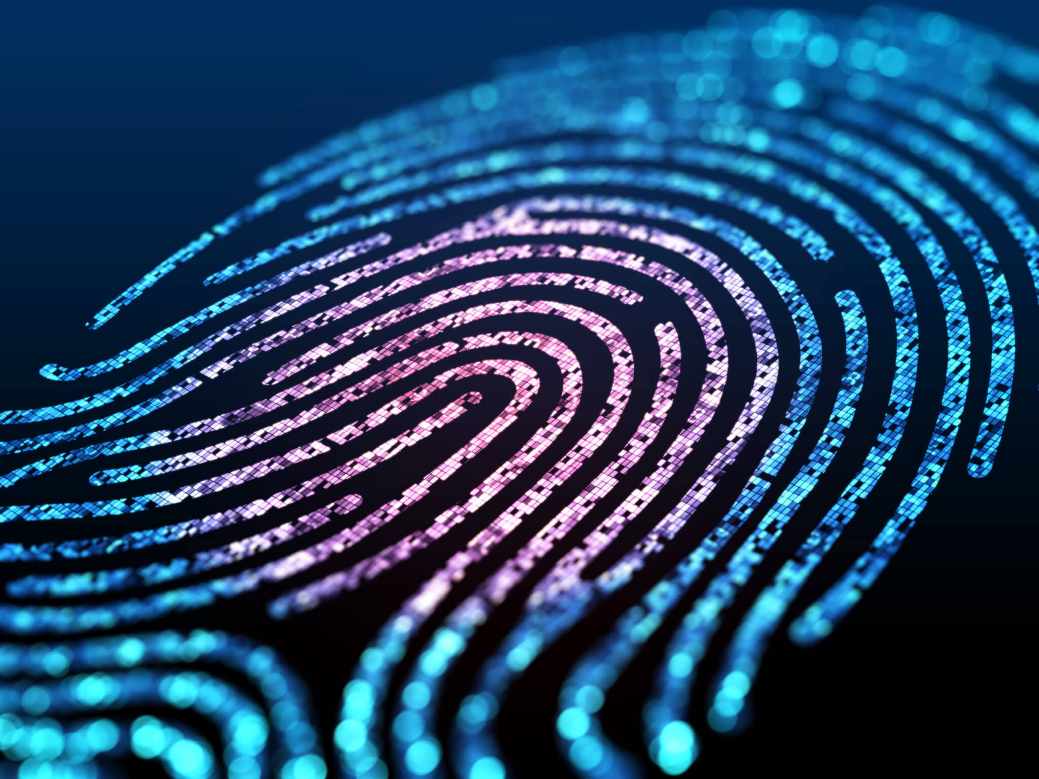 Digital fingerprint on black screen.
